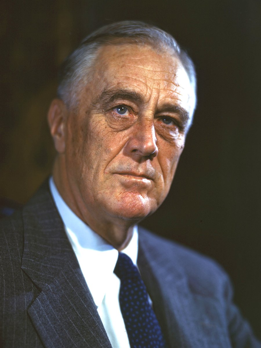 Clean-shaven portrait of Franklin D. Roosevelt